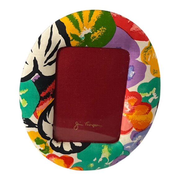 Jim Thompson Other - Jim Thompson Floral Oval Picture Frame 8x6 Holds 3x5 Photo Fabric Covered